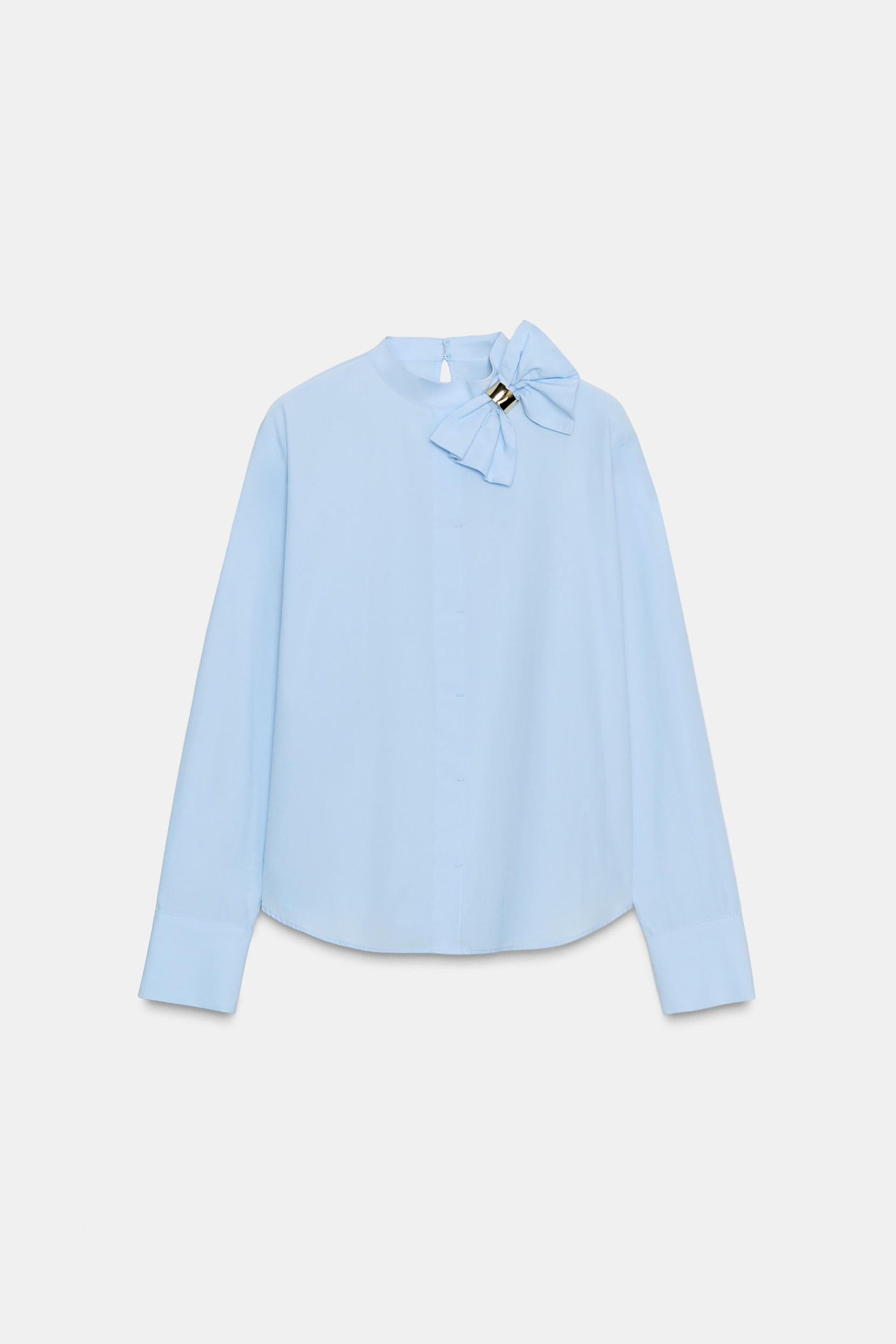 Bow Accent Poplin Blouse