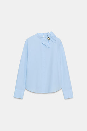 Bow Accent Poplin Blouse