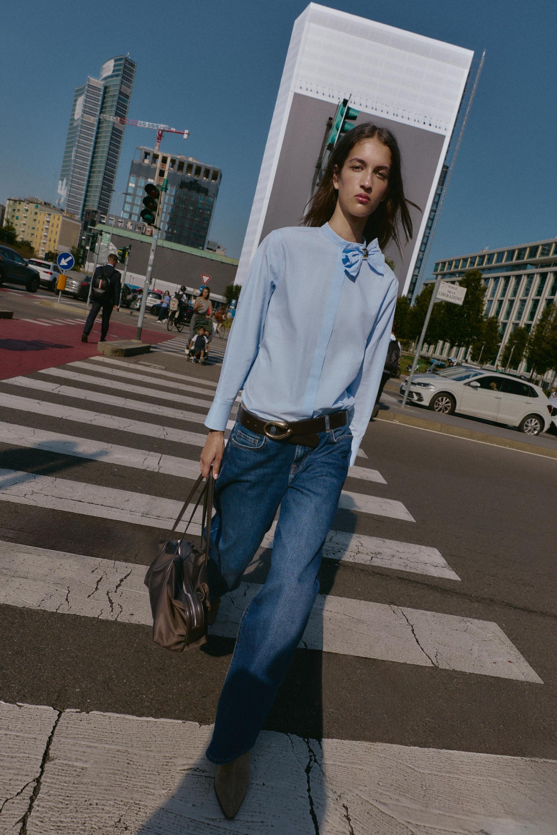 Bow Accent Poplin Blouse