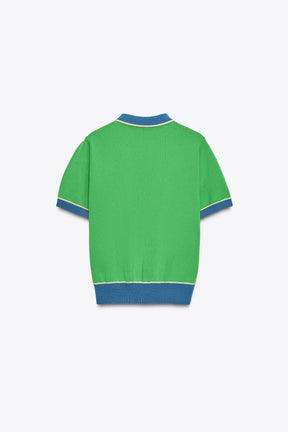 Contrast Knit Polo Shirt