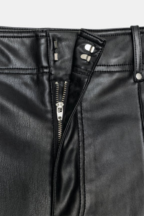 Tailored wide-leg leather-effect trousers.