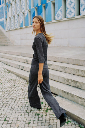 Top aus Twill mit Gürtel