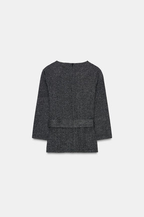 Top aus Twill mit Gürtel