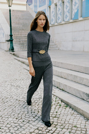 Top aus Twill mit Gürtel