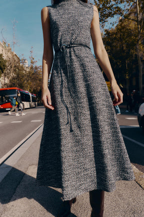 TEXTURED BELTED DRESS - Image 2