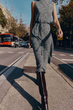 TEXTURED BELTED DRESS - Image 6