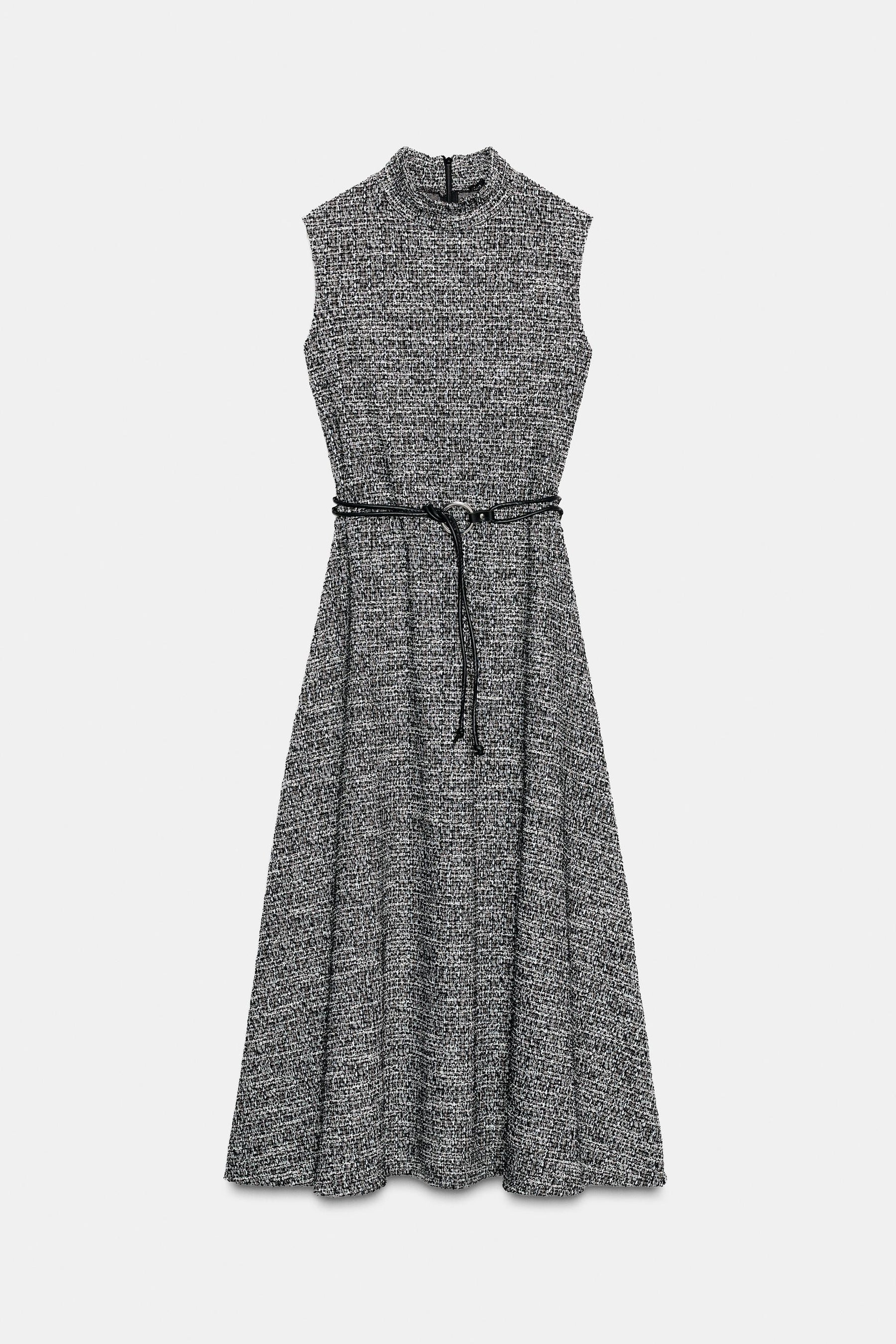 TEXTURED BELTED DRESS - Image 7
