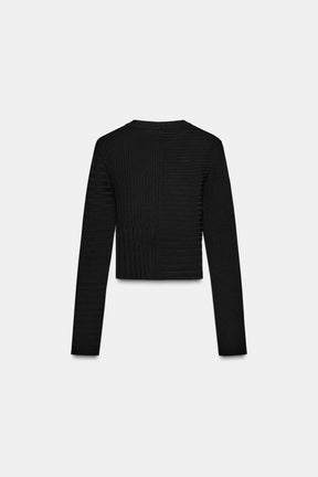 Ribbed Knit Appliqué Top