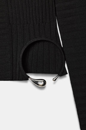 Ribbed Knit Appliqué Top
