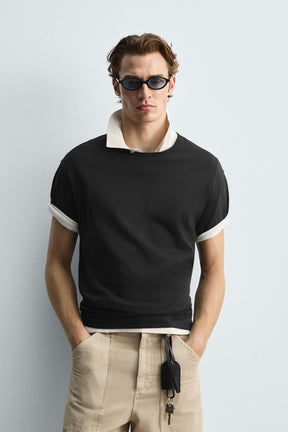HEAVYWEIGHT RIBBED TRIM T-SHIRT - Image 2