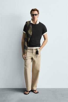 HEAVYWEIGHT RIBBED TRIM T-SHIRT - Image 1