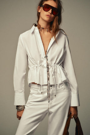 Topstitched Poplin Shirt