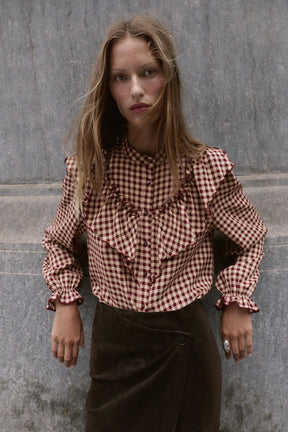 Ruffled Gingham Blouse