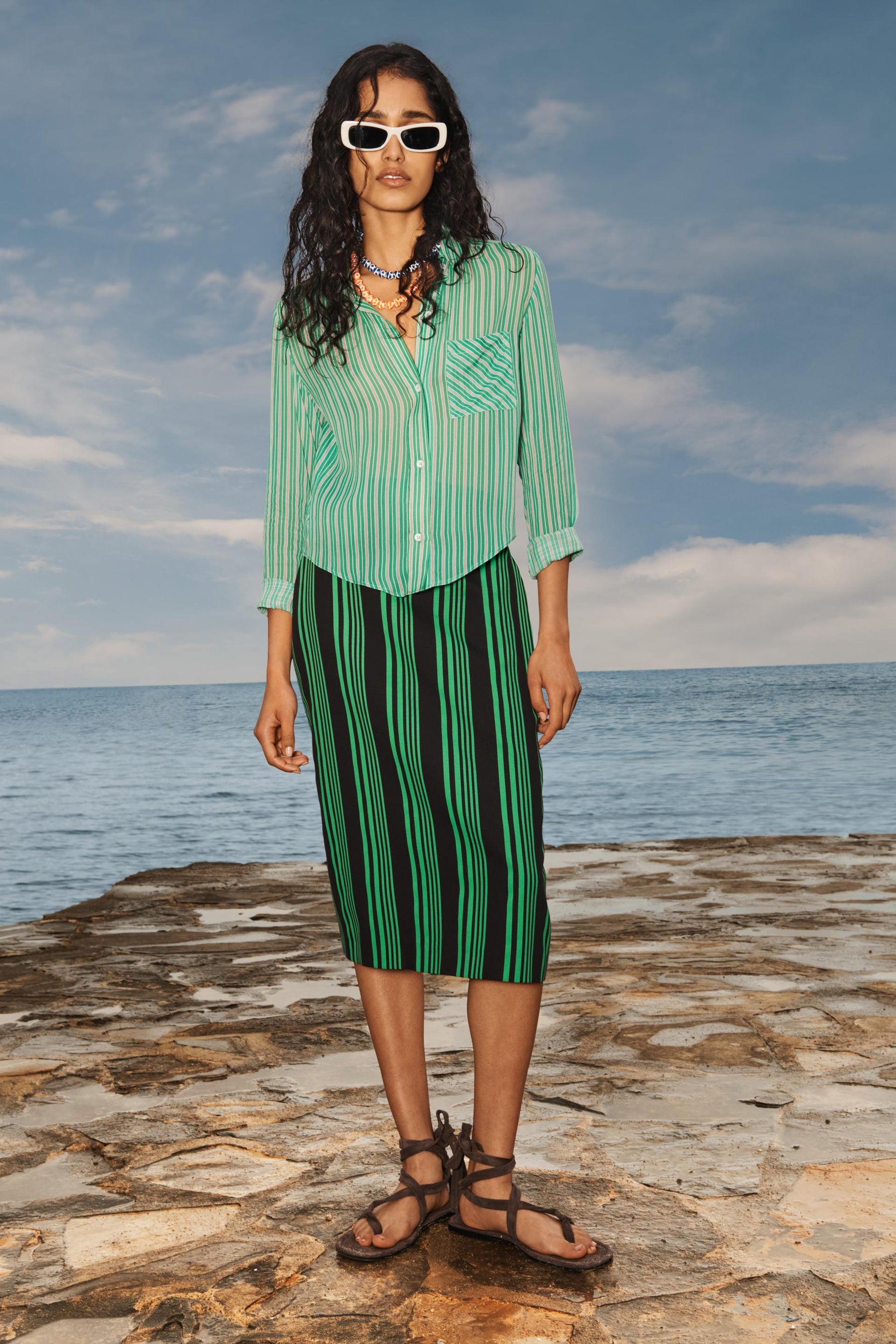 Striped Straight Skirt