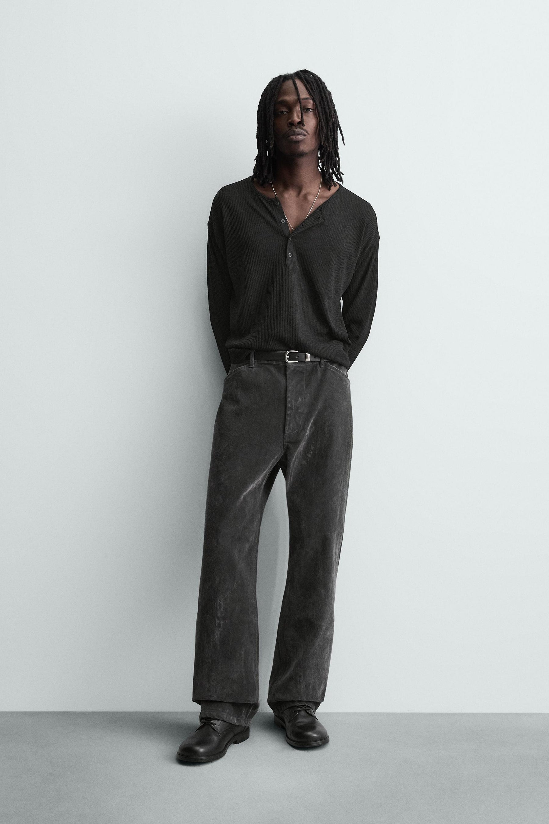 Flocked Relaxed Trousers