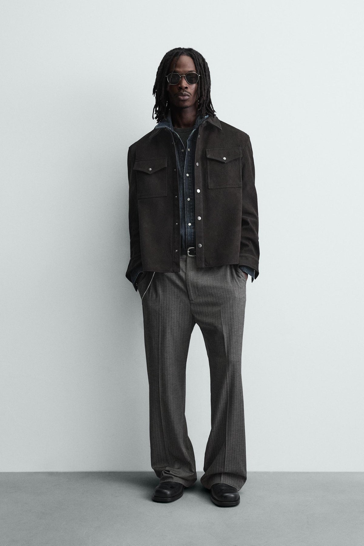 RELAXED FIT FAUX LEATHER OVERSHIRT - Image 1