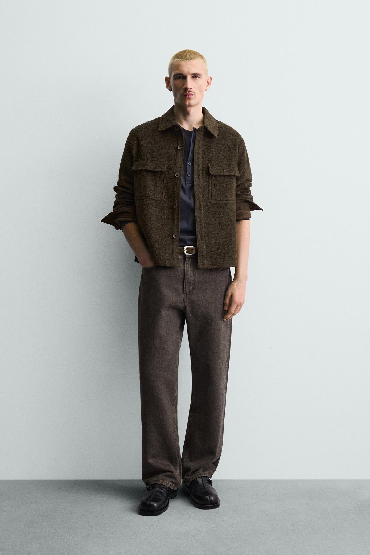 Strukturiertes Wollhemd