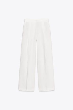 Pleated Linen Blend Trousers