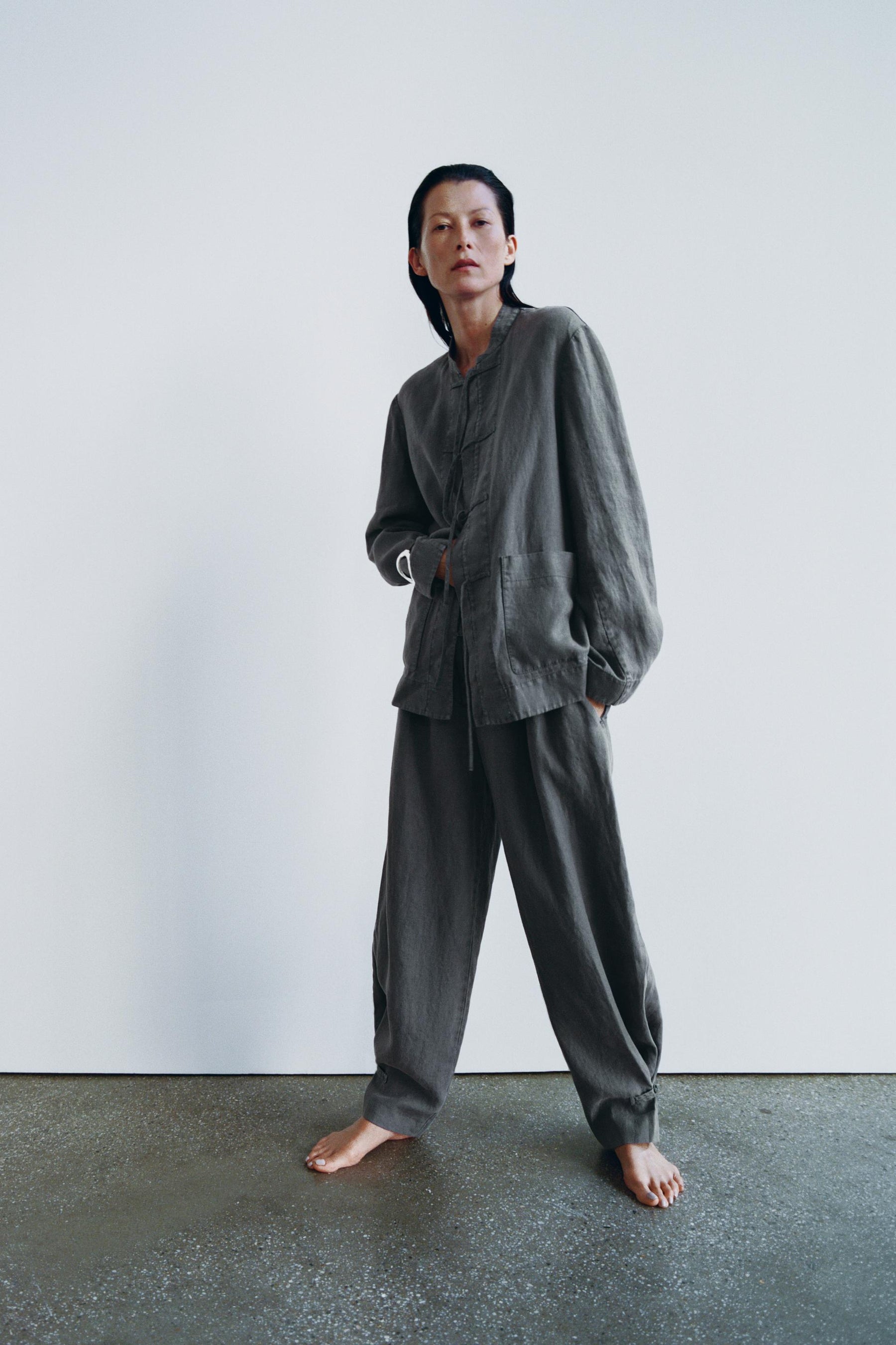 LINEN JACKET WITH TIES ZW COLLECTION - Image 3