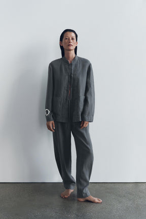 Leinenjacke mit Krawatten