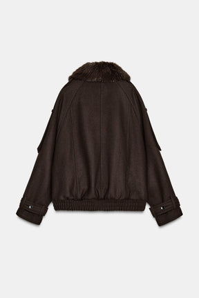 WOOL BLEND JACKET WITH FUR COLLAR - Image 7
