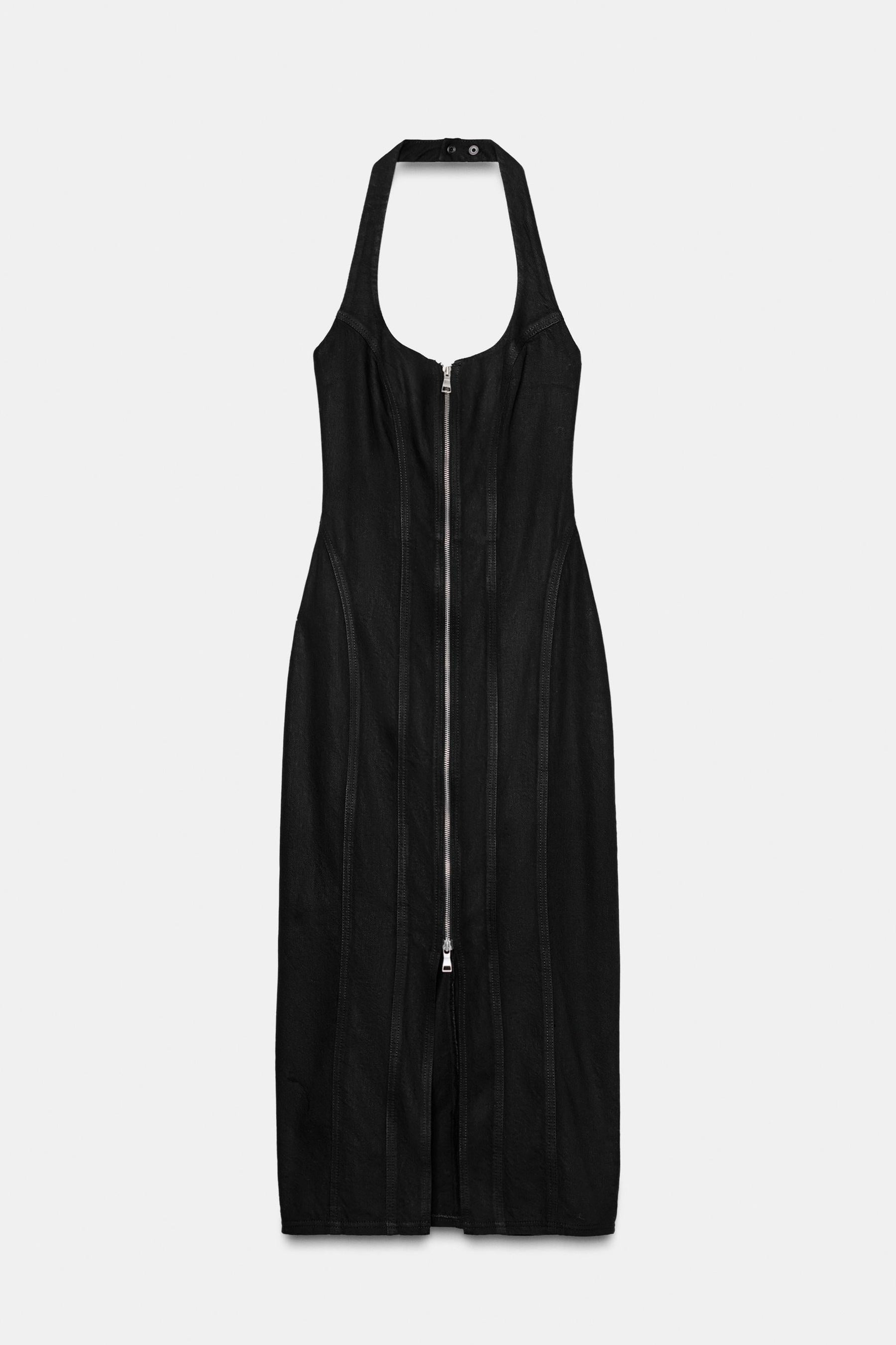 COATED DENIM MIDI DRESS