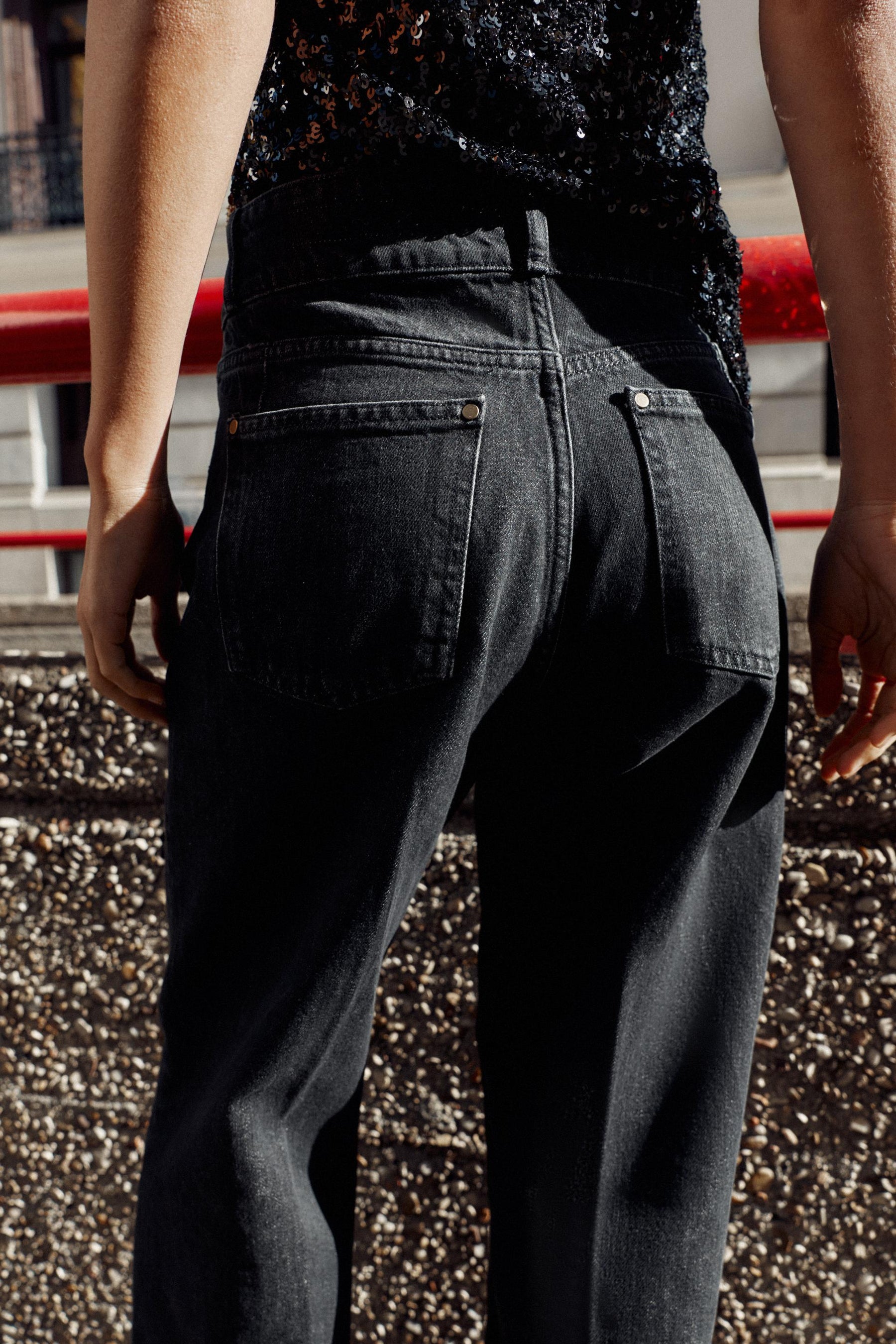 Weit geschnittene High-Waist-Jeans