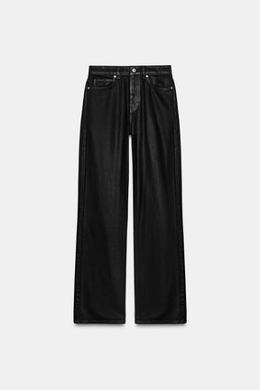 Coated High-Waist Regular Jeans