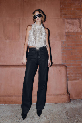 Coated High-Waist Regular Jeans