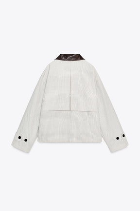 ZW COLLECTION LEATHER COLLAR SHORT TRENCH COAT - Image 8