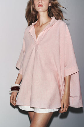 Oversized Striped Cape Shirt