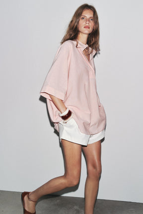 Oversized Striped Cape Shirt