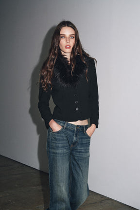 ZW COLLECTION FITTED FAUX FUR COLLAR JACKET - Image 4