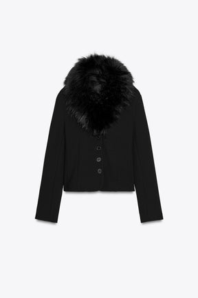 ZW COLLECTION FITTED FAUX FUR COLLAR JACKET - Image 7