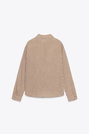 Embroidered Beaded Striped Shirt