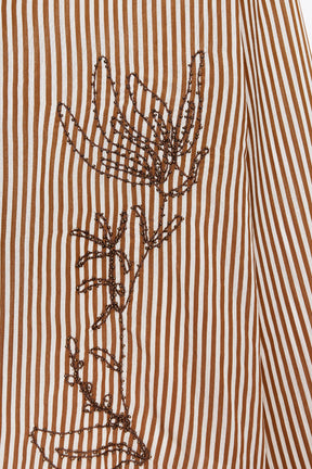 Embroidered Beaded Striped Shirt