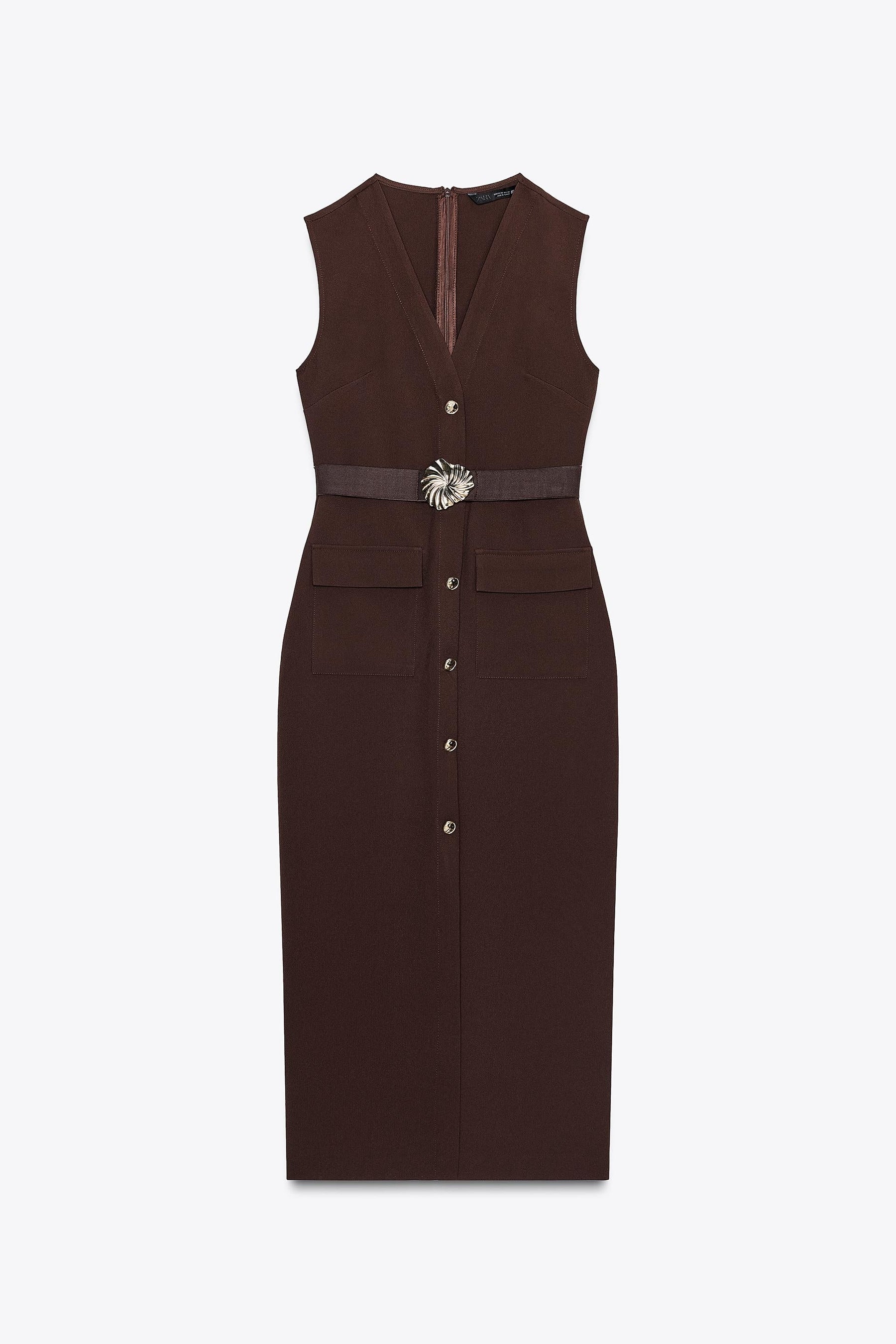 BELTED CREPE DRESS