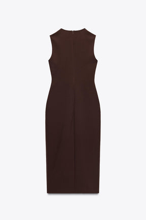 BELTED CREPE DRESS