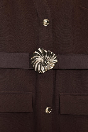 BELTED CREPE DRESS