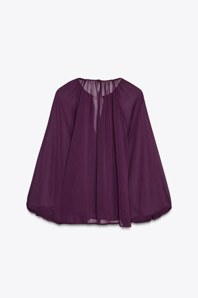 SEMI-SHEER BLOUSE WITH TRIM
