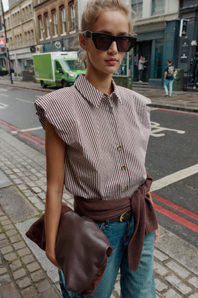 Striped Balloon Sleeve Shirt