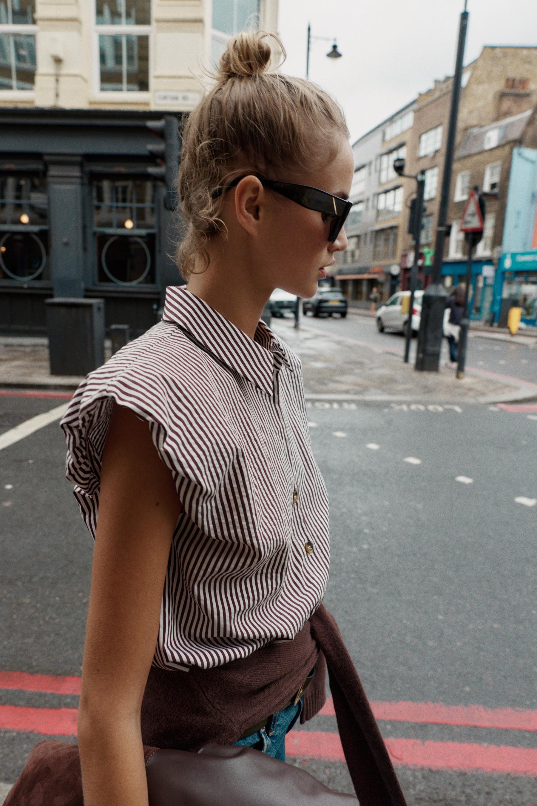 Striped Balloon Sleeve Shirt