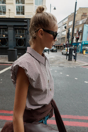 Striped Balloon Sleeve Shirt