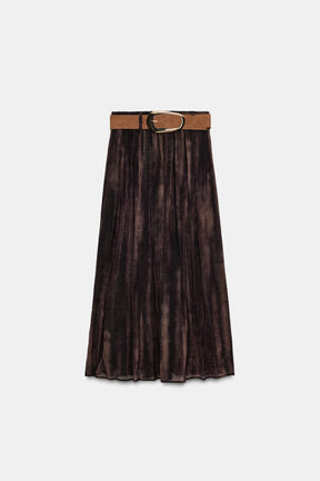 BLURRED PRINT MIDI SKIRT