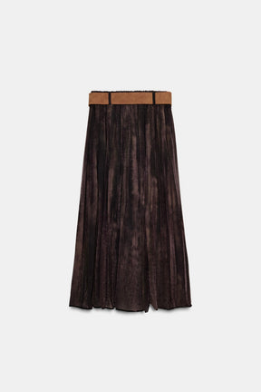 BLURRED PRINT MIDI SKIRT
