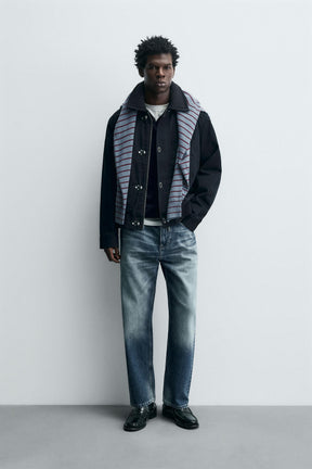 TOGGLE JACKET WITH CONTRAST COLLAR - Image 1