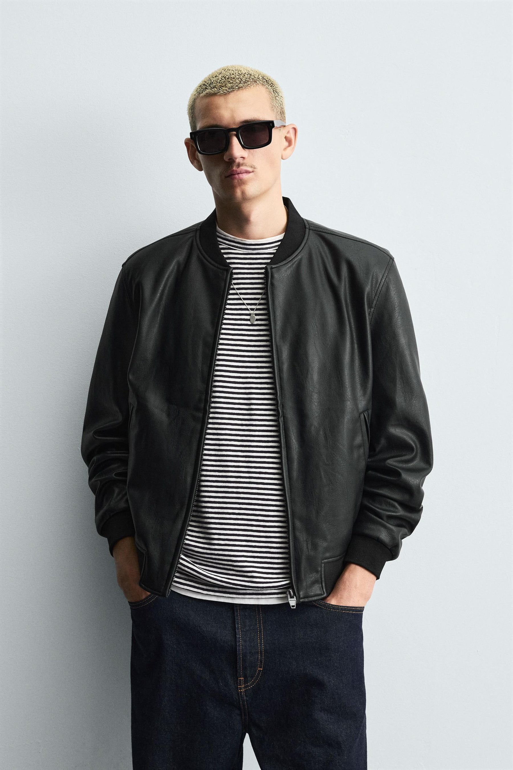 Faux Leather Bomber