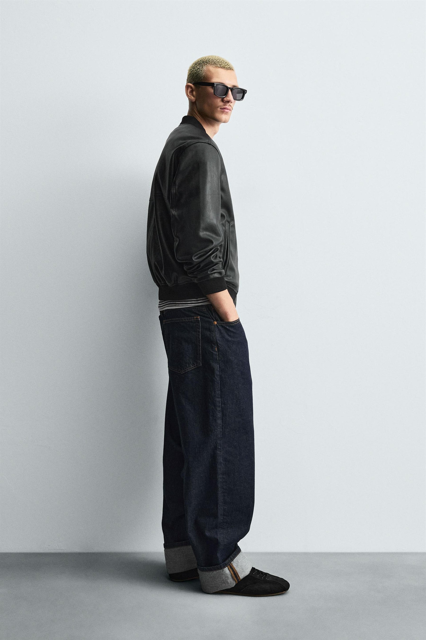 Faux Leather Bomber