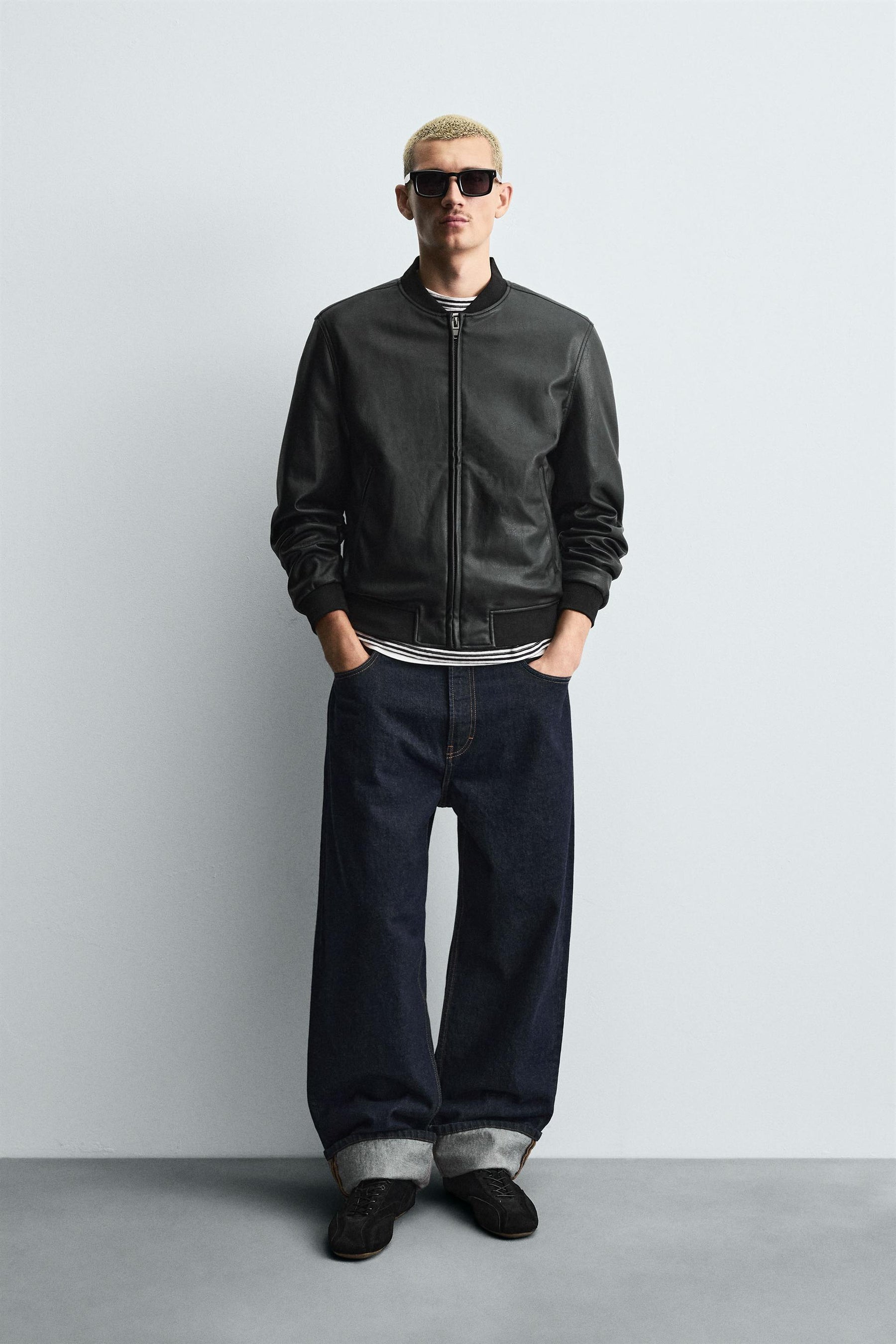 Faux Leather Bomber
