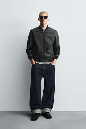 Faux Leather Bomber